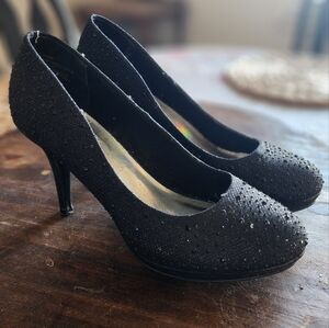 Womens black platform heels size 10 - blingy